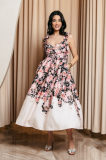 Summer Sweet Floral Strap Sleeveless A line Long Dress