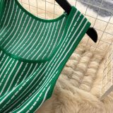 Women's Summer Square Neck Sleeveless Striped Slim Knitting Dress