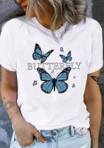Summer Fashion Women's Letter Print Fashion Short Sleeve Round Neck Tops