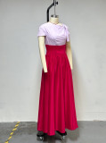 Women's Summer Fashion Chic Contrast High Waist Slim Long Dress