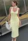 Flower Strap Sleeveless Sexy Slim Low Back Knitting Beach Long Dress