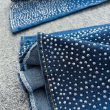 Fashion Beaded Denim summer Strapless Vest High Waist Denim Bell Bottom Trousers Two Piece Set for Women