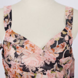 Summer Sweet Floral Strap Sleeveless A line Long Dress