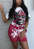 Spring Summer Style Print Short Sleeve T-shirt Shorts Two Piece Set