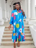 Women Casual Print Patchwork Multi-Color Long Sleeve Dress