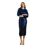 Women long-sleeved round neck sequins Formal Party Maxi evening dress