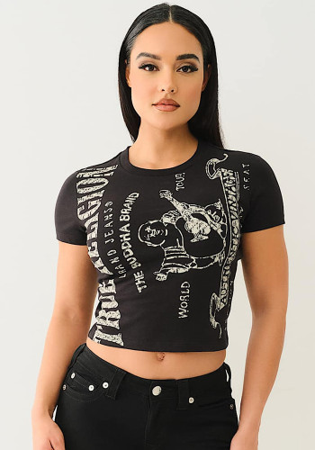 Women Print Short Sleeve Top T-shirt
