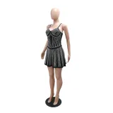 Women Beaded Sexy Sleeveless Suspender Bodycon Dress