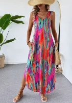 Women Summer Sleeveless Print Dress