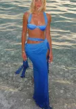 Women Gradient Blue Sexy Bikini Swimsuit Three-Piece