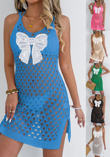 Women Lace Butterfly Patchwork Hollow Suspender Dress Beach Bikini Cover-up Dress