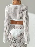 Women Summer Beach Holidays Lace-Up Long Sleeve Top