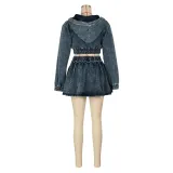 Women Denim Jacket and Skirt Two Piece Set