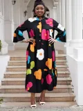 Women Casual Print Patchwork Multi-Color Long Sleeve Dress
