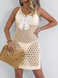 Women Lace Butterfly Patchwork Hollow Suspender Dress Beach Bikini Cover-up Dress