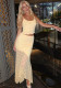 Women Summer Lace See-Through Ruffle Edge Crop Top and Skirt Two Piece Set