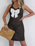 Women Lace Butterfly Patchwork Hollow Suspender Dress Beach Bikini Cover-up Dress