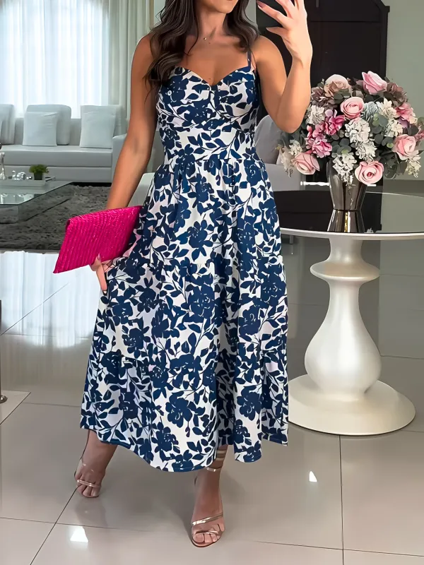 Women Print Holidays Casual Strap Dress