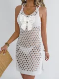 Women Lace Butterfly Patchwork Hollow Suspender Dress Beach Bikini Cover-up Dress
