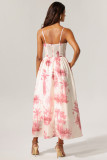 Women's Summer Printed Strap Elegant Slim Waist Long Dress
