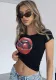 Women American Casual short-sleeved printed Round Neck Top T-shirt