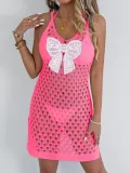 Women Lace Butterfly Patchwork Hollow Suspender Dress Beach Bikini Cover-up Dress