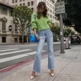 Women Casual Stretchy Denim Wide Leg Pants