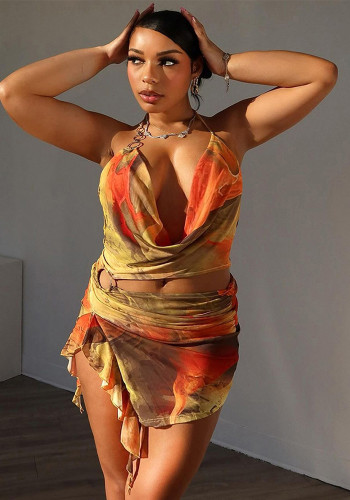 Plus Size Women Summer Sexy Backless Irregular Strap Dress