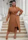 Plus Size Women Turndown Collar Blazer Dress Two Piece Set