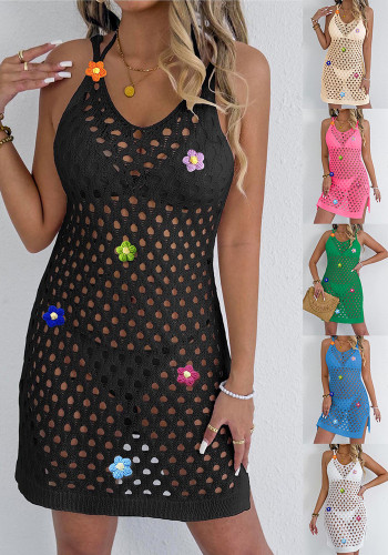 Women Hollow Suspender Dress Beach Bikini Cover-up Dress