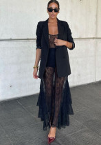 Women Sexy Lace See-Through Strap Maxi Dress