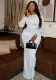 Women's Chic Slim Waist Transparent Pleated Lace-Up Round Neck Solid Color Long Dress