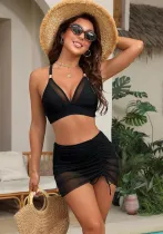 mesh Patchwork high waist sexy bikini Two Pieces swimsuit for women