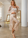 Sexy See-Through Mesh Sequin Long  Women's Coat