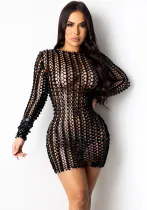 Spring hollow bright color fashion sexy Bodycon nightclub dress for women