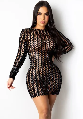 Spring hollow bright color fashion sexy Bodycon nightclub dress for women
