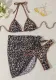 leopard triangle cup print lace-up cover-up sexy Three-Piece swimsuit for women