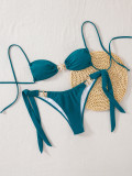 solid color lace starfish decoration sexy bikini Two Pieces swimsuit for women