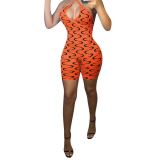 Halter Neck Strapless Women Printed Slim Fit Jumpsuit
