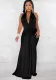 Fashion Women's V-neck Low Back Ribbon Pleated Dress