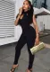 Casual Sports Women's Hollow Tight Fitting Solid Color Low Back Low Waist Jumpsuit