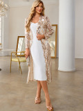 Sexy See-Through Mesh Sequin Long  Women's Coat
