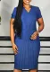 Women's Summer Fashion Chic Elegant V-neck Short Sleeve Solid Plus Size African Dress