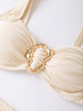 pleated low waist sexy Two Pieces bikini swimsuit for women