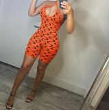Halter Neck Strapless Women Printed Slim Fit Jumpsuit