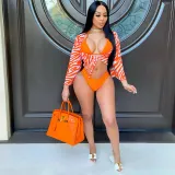 Women Leopard Print Three-Piece Swimsuit