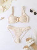 pleated low waist sexy Two Pieces bikini swimsuit for women