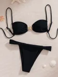 solid color lace starfish decoration sexy bikini Two Pieces swimsuit for women
