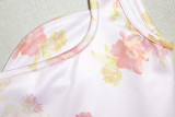 Sexy Sweet Women's Low Back Printed Trendy Strap Slim Waist A-line Short Dress