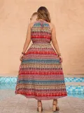 Plus Size Women printed spring and summer Halter Neck sleeveless dress